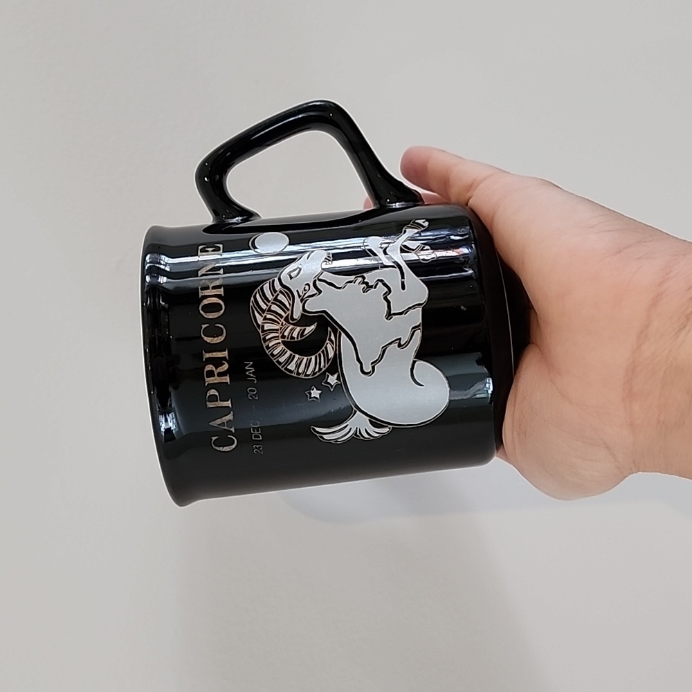 Vintage Capricorn Zodiac Sign Black and Gold Ceramic Coffee Mug